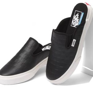 Vans - Black Leather Mules (size 7)